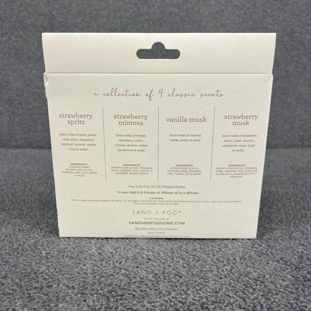 SAND + FOG Strawberry & Vanilla Variety Fragrance Diffuser Oils Set‎ 4 Pack New